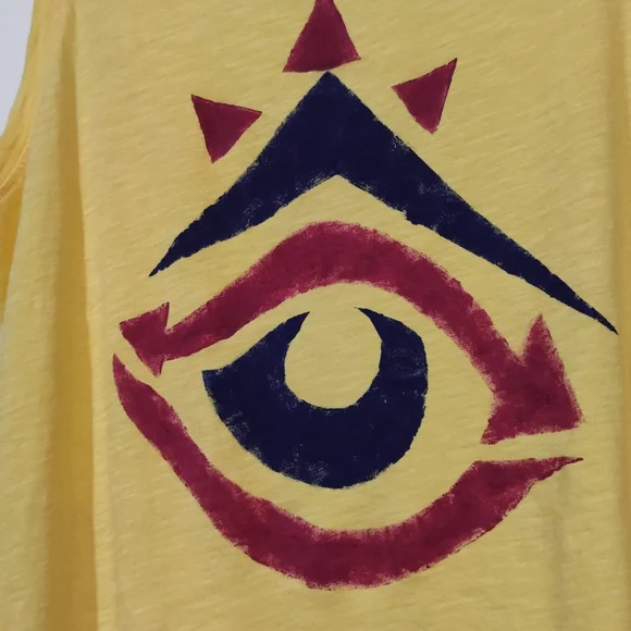 Tank Top streetwear graffiti painted Festival size S/M yellow purple blue - Picture 3 of 6